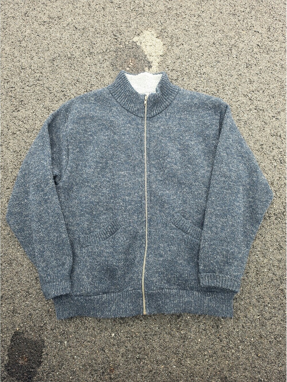 Vintage Woolrich Made in USA Wool Zip Up Cardigan Jacket Mens Large Blue Aztec